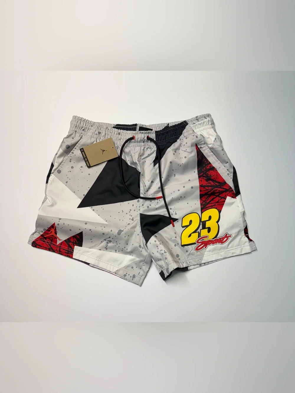 Jordan Essentials Poolside Shorts Men’s Size L Cement Grey- Red IB8818-011 NWT
